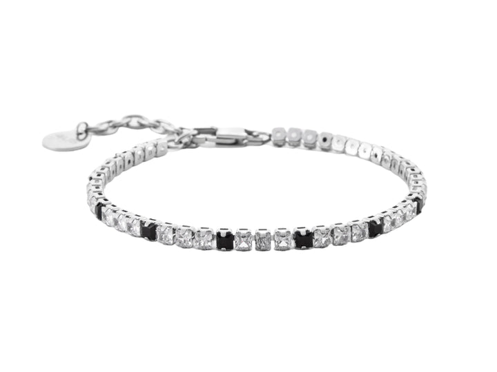 Bracciale Donna AcciaioTennis 4US Cesare Paciotti Zirconi Bianchi e Neri 4UBR6978