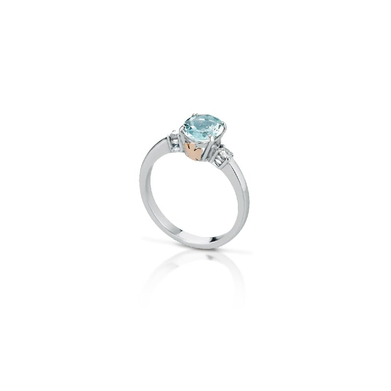 Anello Donna Roberto Giannotti Oro 9 KT Solitario Diamanti Acquamarina LUXAM03