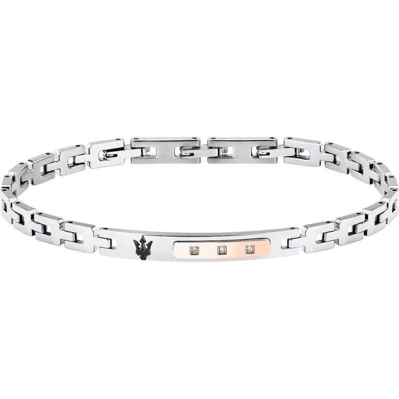 Bracciale Uomo Maserati Acciaio Bicolore Targhetta Centrale Con zirconi JM125ATY23