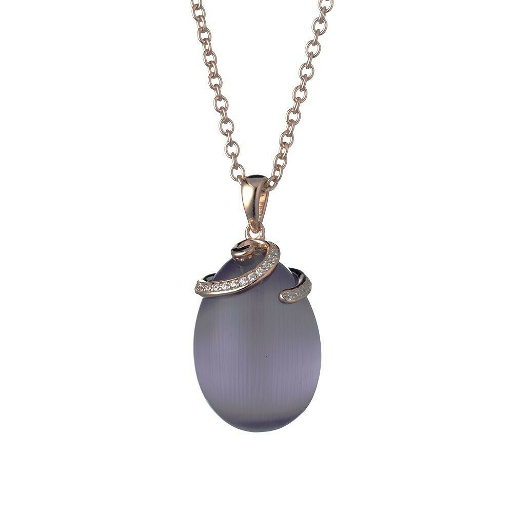 Collana Tatiana Fabergé in Argento con Occhio di Gatto Ametista e Zirconi – P1201V