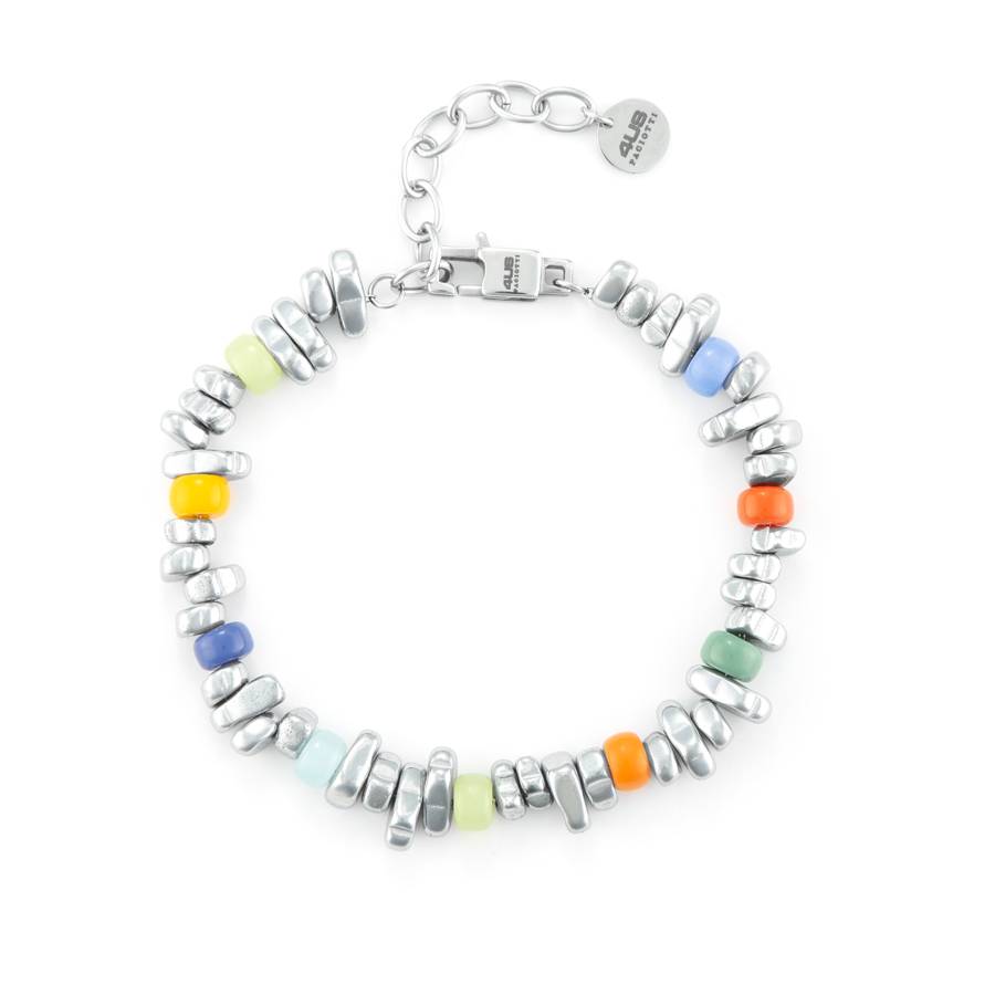 Bracciale Uomo 4US Cesare Paciotti  Acciaio Biglie Arcobaleno Caramelle 4UBR6767
