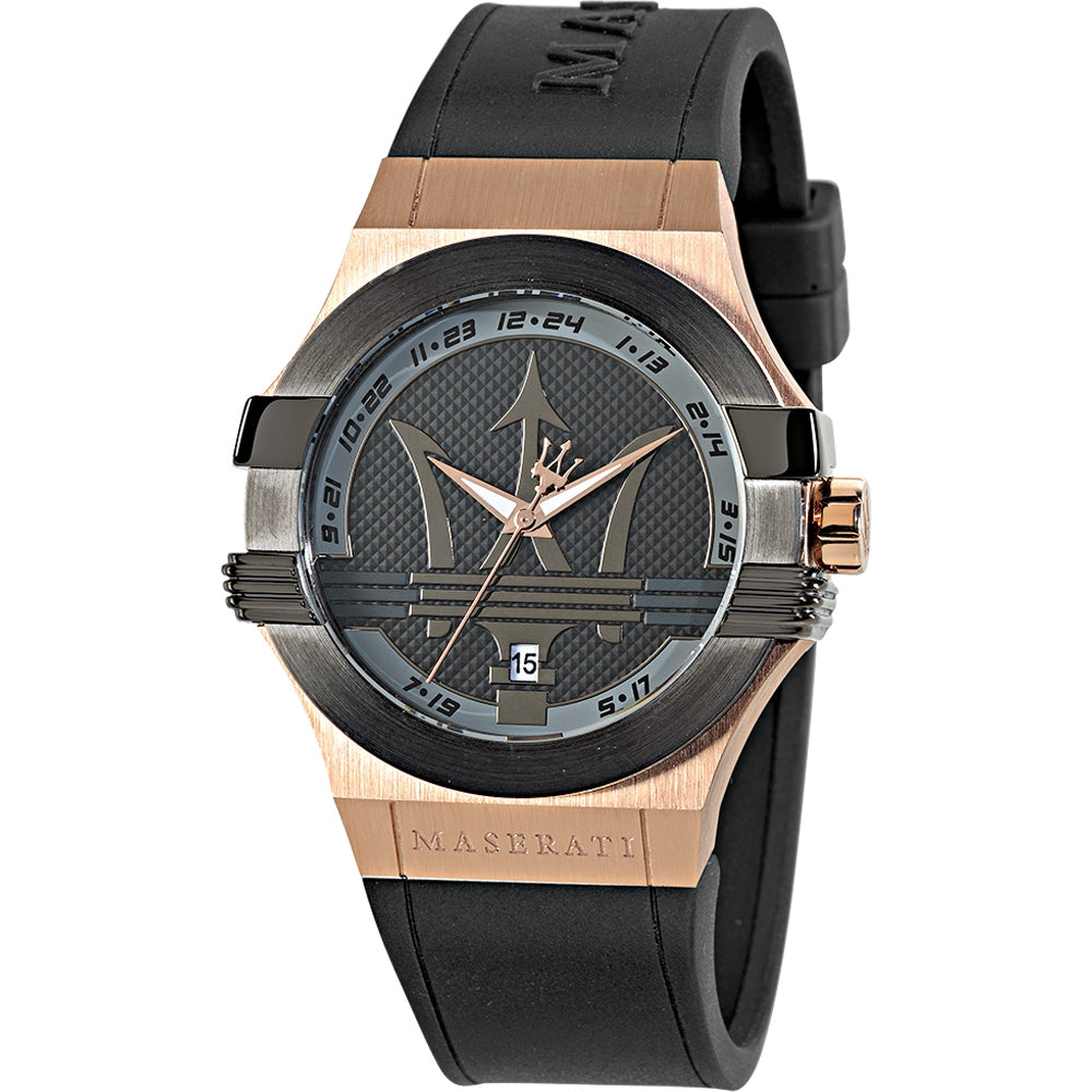 Orologio Uomo Maserati Acciaio Solo Tempo Quarzo Gomma Rosè Potenza 40 mm