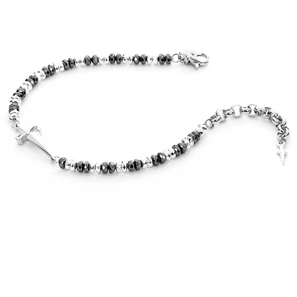 Bracciale Uomo Cesare Paciotti Argento Bianco 925 Rodio Nero Spadino JPBR2321B