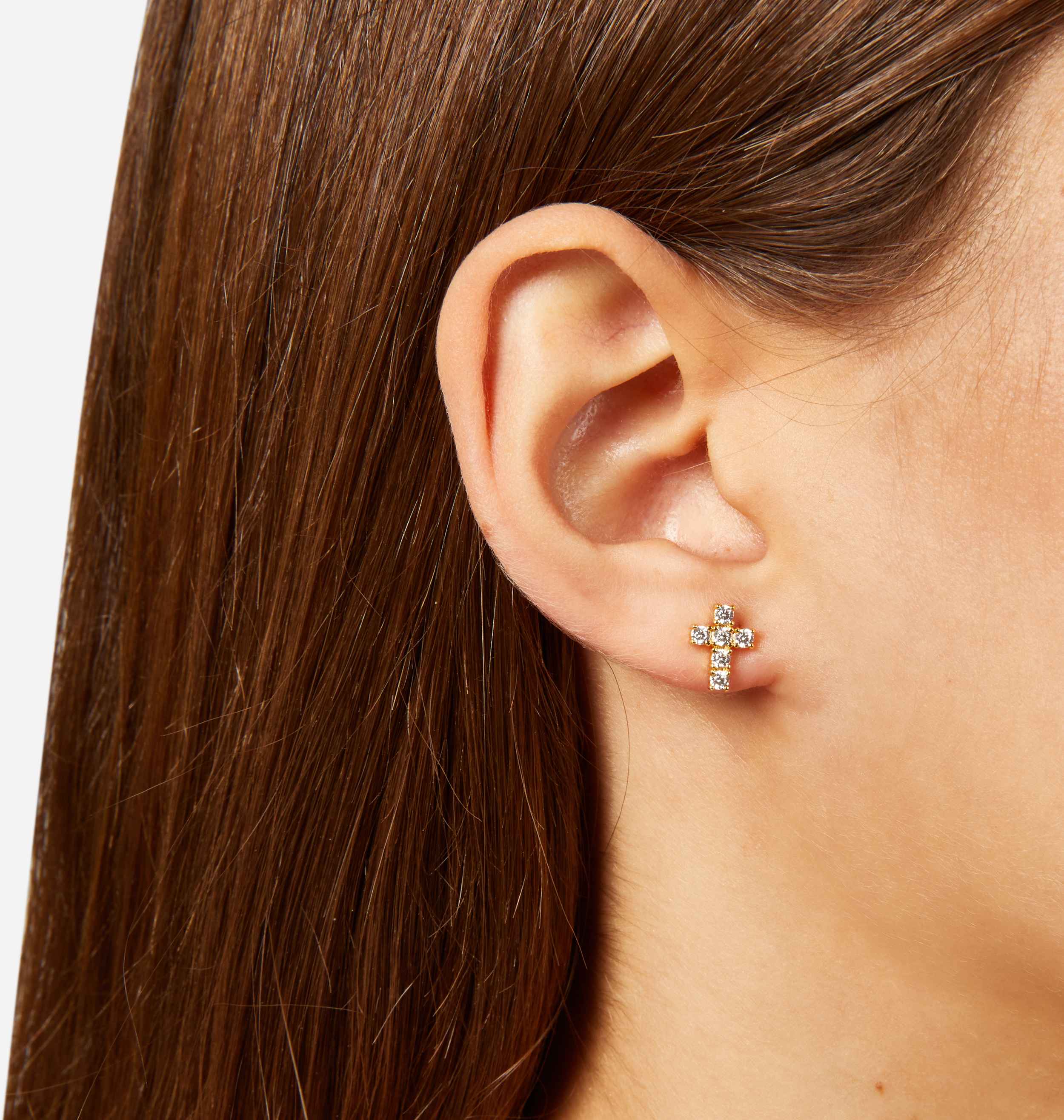 Orecchini Donna Chiara Ferragni Acciaio Dorato Croci Zirconi Bianchi J19AWC13