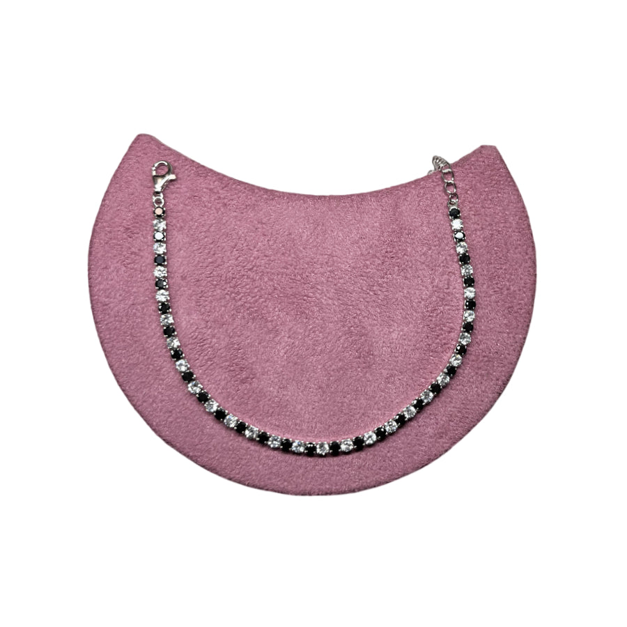 Bracciale Unisex Re Mida Tennis Argento 925 Zirconi Neri Bianchi BR DJV-17N