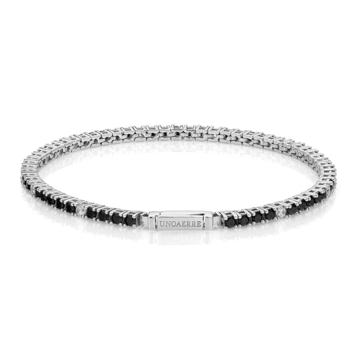Bracciale Uomo Tennis Unoaerre Argento 925 Zirconi Neri Bianchi 557143