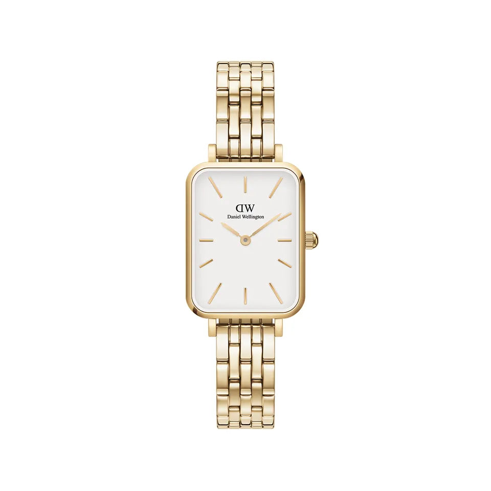 Orologio Donna Daniel Wellington Quadro Acciaio Dorato 5-Link Bianco DW00100622