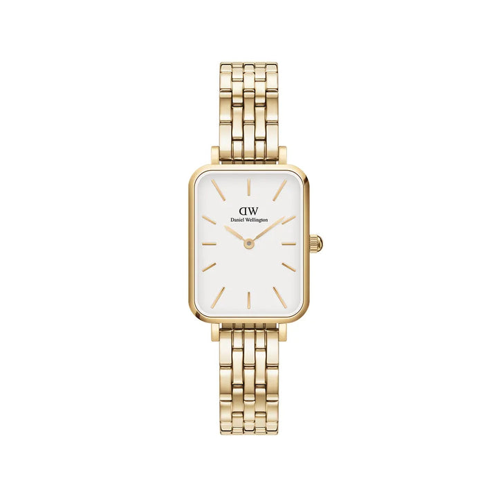 Orologio Donna Daniel Wellington Quadro Acciaio Dorato 5-Link Bianco DW00100622
