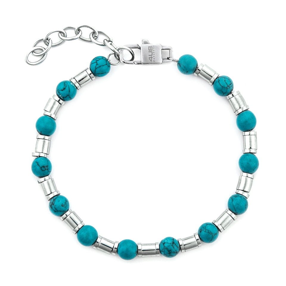 Bracciale 4US Cesare Paciotti Barilotti Acciaio Pietre Turchesi 4UBR7533