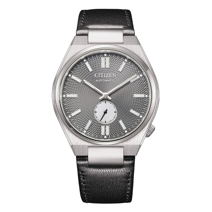 Orologio Uomo Citizen Tsuyosa Piccola Secondi Grigio Pelle Nera Guillochè NK5010-01H