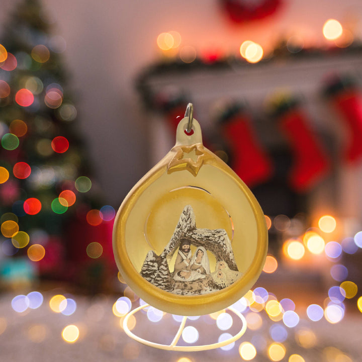 Sfera Di Natale Natività Ceramex Led Gold 18 cm 3049.3