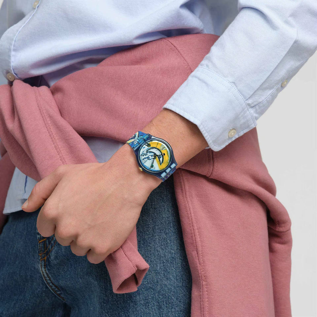 Orologio Unisex Swatch Chagall's Blue Circus Multicolore SUOZ365