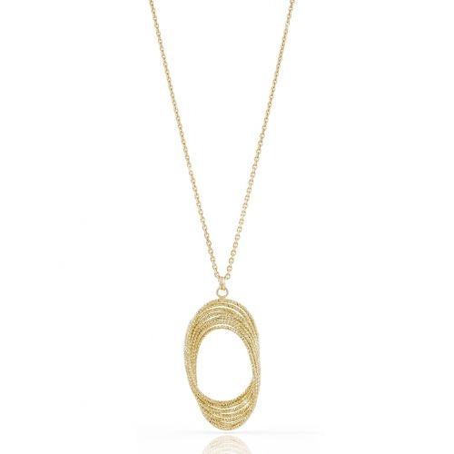 Collana Donna Unoaerre Bronzo Lucido Dorato Lunga Pendente Sfaccettato 419132