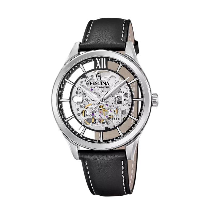 Orologio Uomo Festina Automatico Acciaio Pelle Nero F20793/1