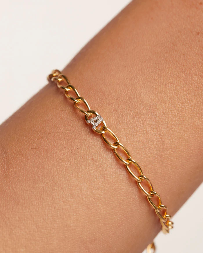 Bracciale Donna PDPaola Argento 925 Dorato Catena Iniziale A Zirconi PU01-538-U