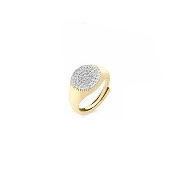 Anello Donna Sogni Mignolo Chevalier Tondo Argento Dorato Zirconi Bianchi Regolabile AN128GB
