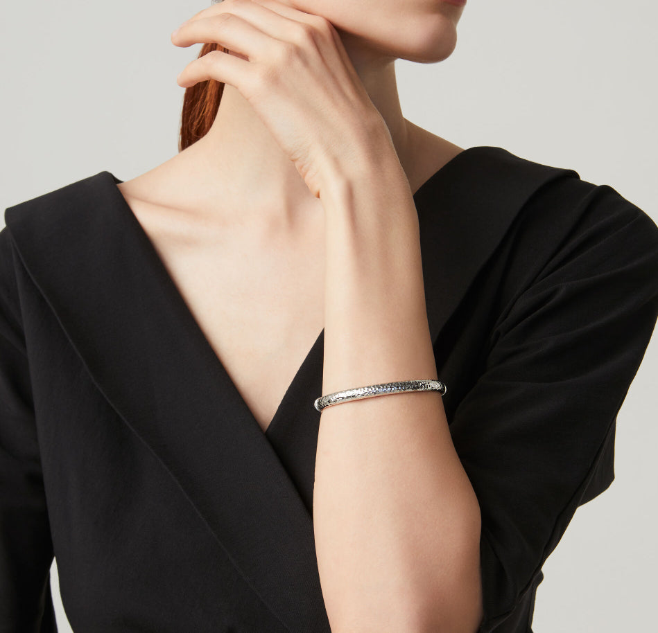 Bracciale Donna Giovanni Raspini Argento 925 Rigido Bangle Moon Rock 10825