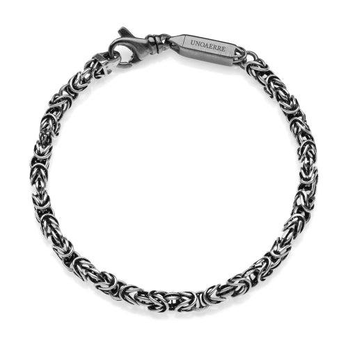 Bracciale Uomo Unoaerre Argento Brunito 925 Maglia Bizantina 533480