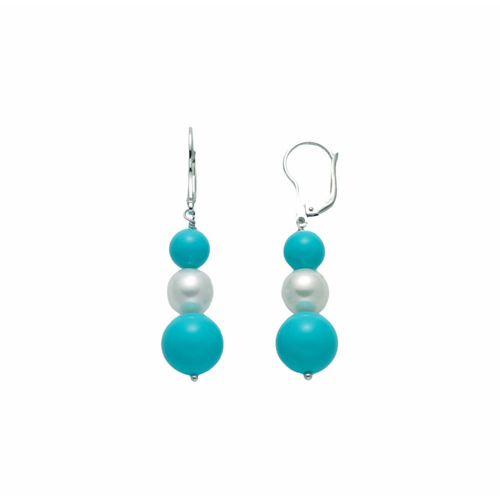 Orecchini Donna Argento 925 Miluna Pendenti Pasta Turchese Perla PER2466