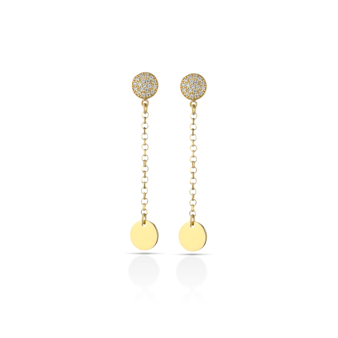 Orecchini Donna Kulto Argento Dorato 925 Pendenti Lunghi Zirconi KE925-16