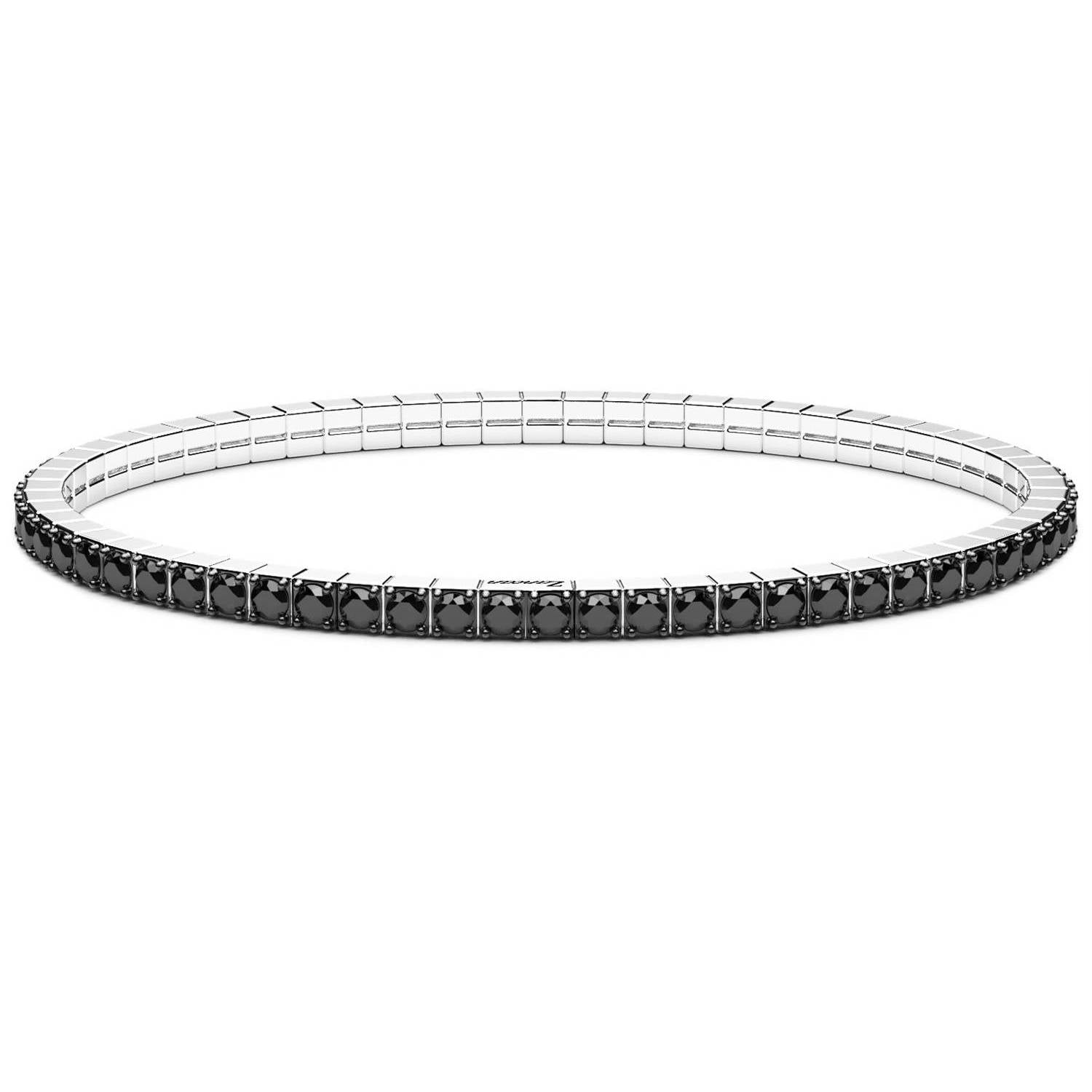Bracciale Uomo Zancan Tennis Argento 925 Zirconi Neri  Elastico ESB330-205