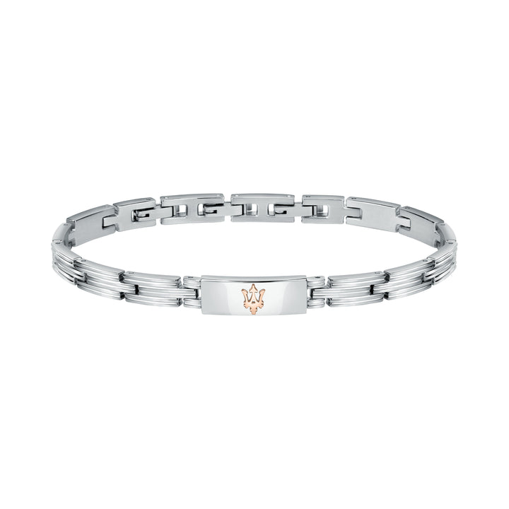 Bracciale Uomo Acciaio Maserati Semirigido Targhetta Centrale Logo Rosè JM121ATK12