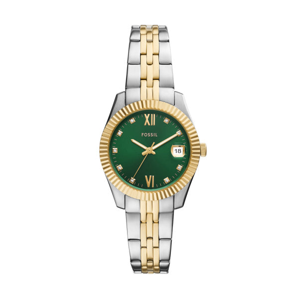 Orologio Donna Fossil Scarlette Acciaio Bicolore Dorato Verde ES5388