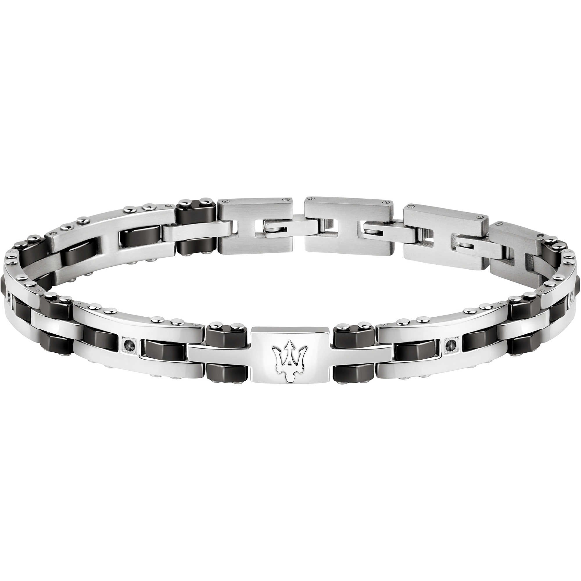 Bracciale Uomo Acciaio Maserati Ceramica Zirconi Neri JM22ASR02