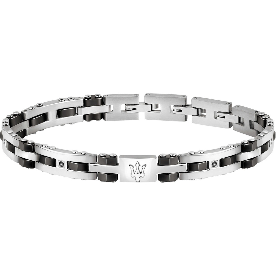 Bracciale Uomo Acciaio Maserati Ceramica Zirconi Neri JM22ASR02