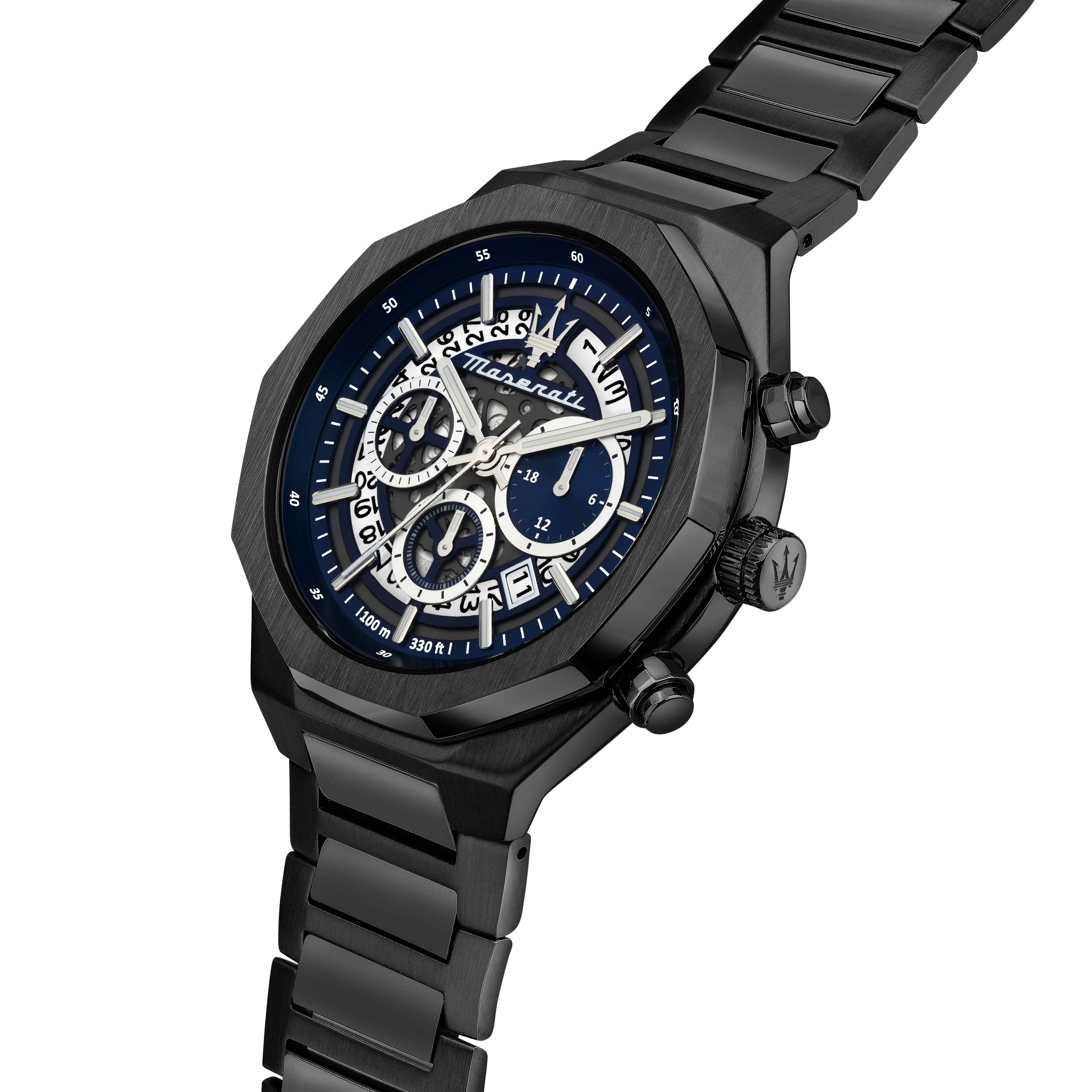 Orologio Uomo Maserati Acciaio Nero PVD Quarzo Cronografo Blu Data R8873642012