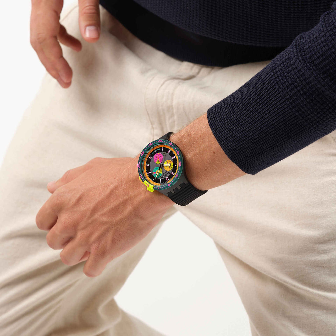 Orologio Unisex Swatch Neon Seppia 1990 Big Bold Crono SB02B104