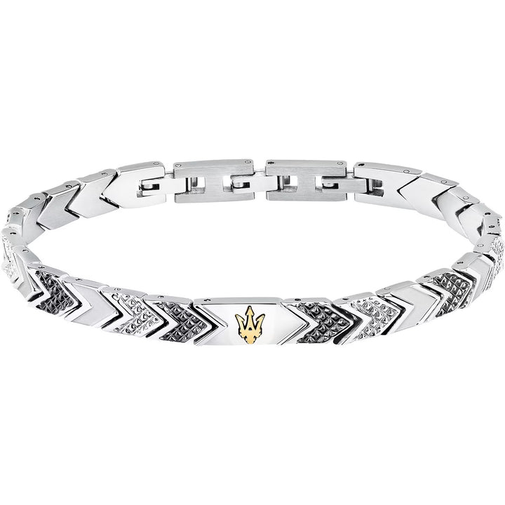 Bracciale Uomo Maserati Acciaio con Targhetta Centrale  e logo PVD Dorato JM225AVD89