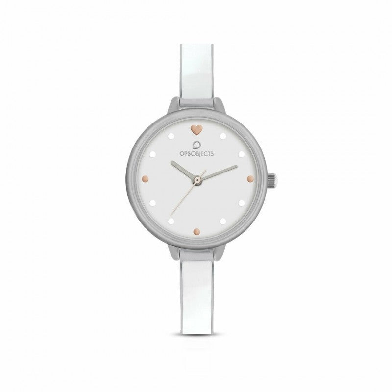 Orologio Donna Acciaio Ops Objects-OPSPW-676-2900 Bianco Cuori Quarzo Solo Tempo