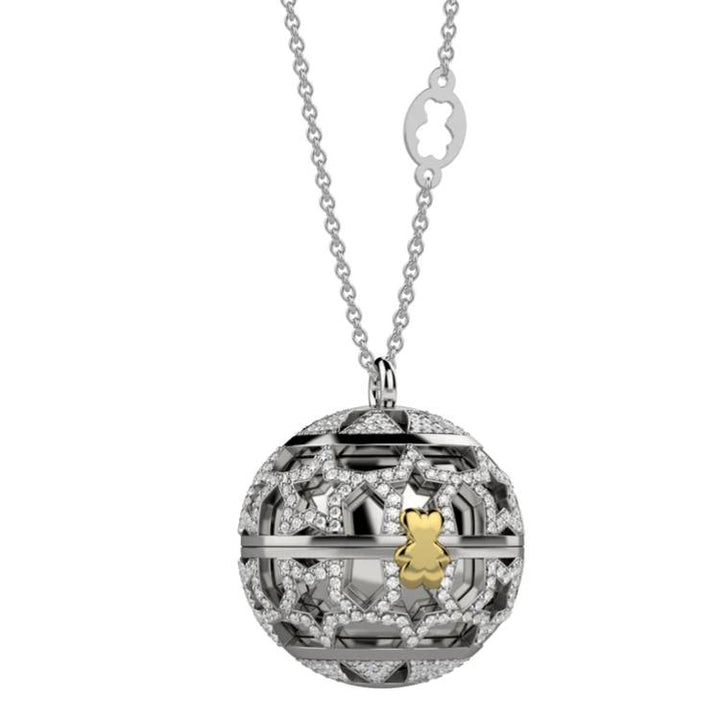 Chiama Angeli Nanan Ottone Stelle Argento Zirconi Bianchi Orsetto Dorato NAO0009