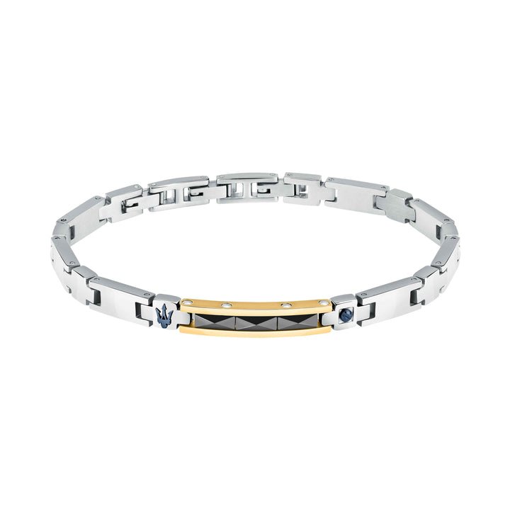 Bracciale Uomo Maserati Acciaio Dorato Ceramica Blu Logo Tridente JM224ATZ37