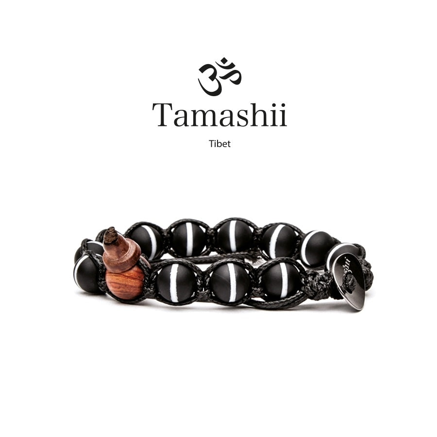 Bracciale Donna Tamashii Onice Opaco Decorato Nero BLACKS900-234