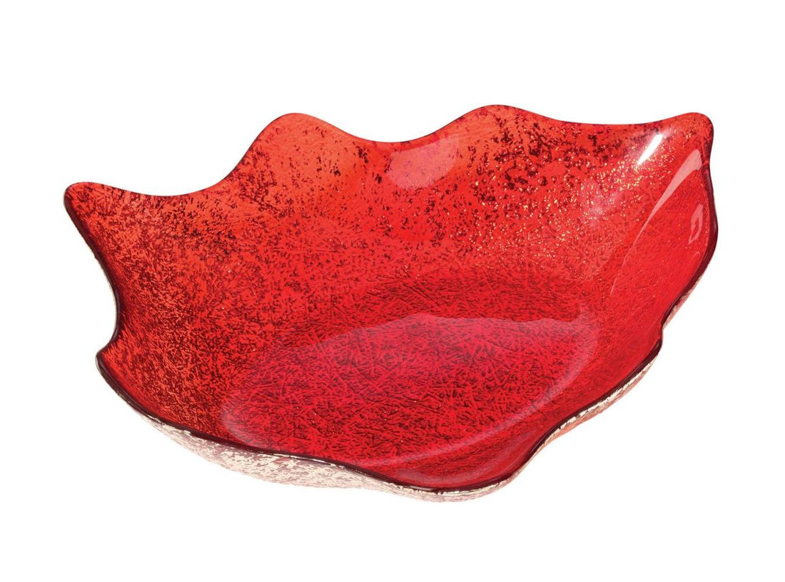 Piatto Centrotavola Vassoio Onlylux Foglia Rosso Argento OL02757