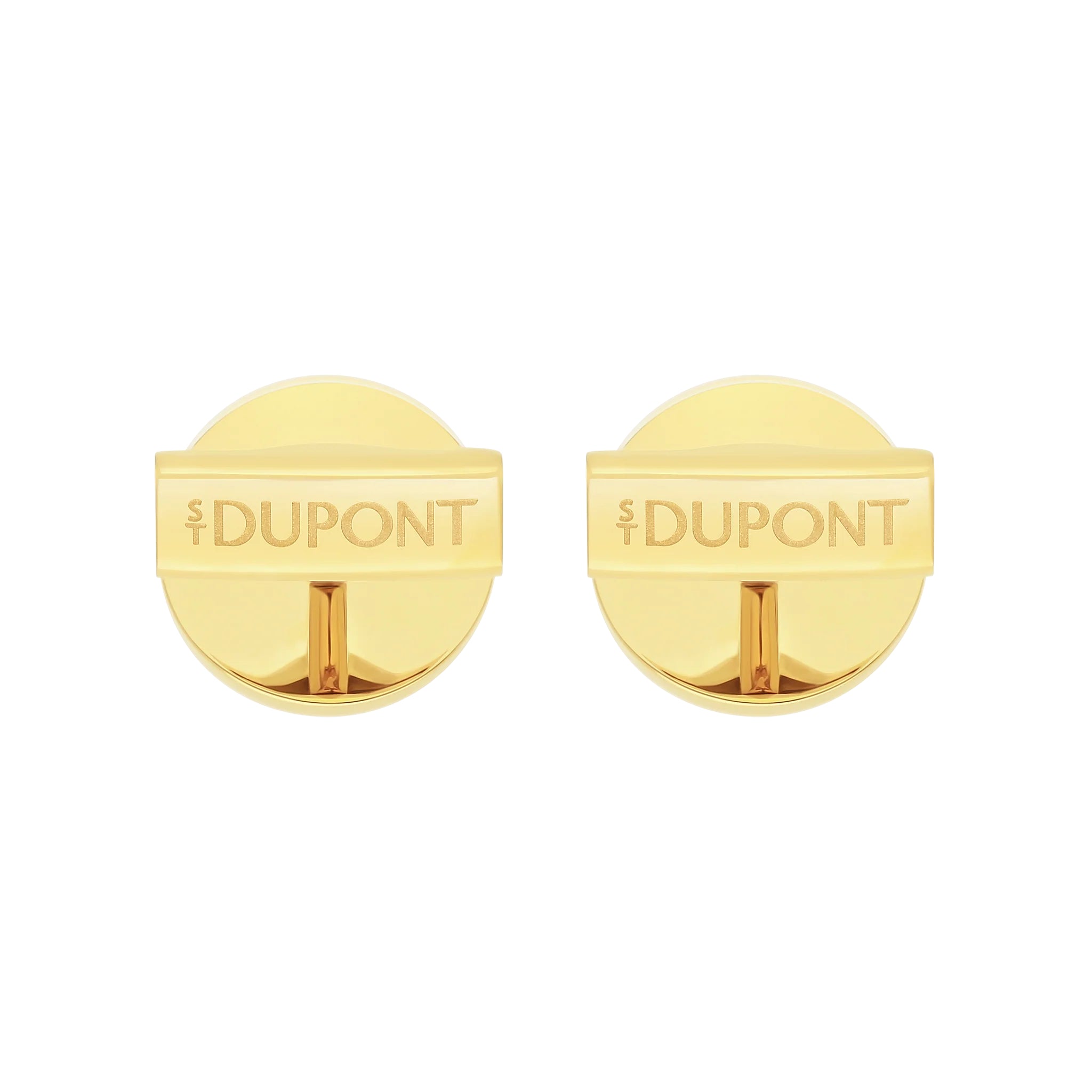 Gemelli Uomo Dupont Acciaio Dorato Rotondi Guillochè Punta Di Diamante 005856
