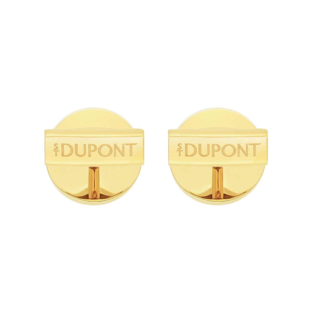 Gemelli Uomo Dupont Acciaio Dorato Rotondi Guillochè Punta Di Diamante 005856