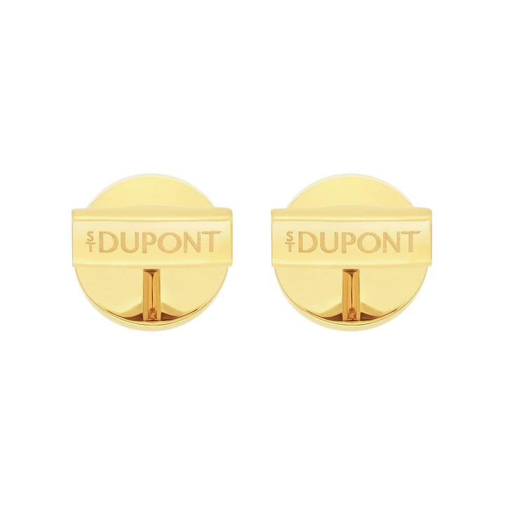 Gemelli Uomo Dupont Acciaio Dorato Rotondi Guillochè Punta Di Diamante 005856