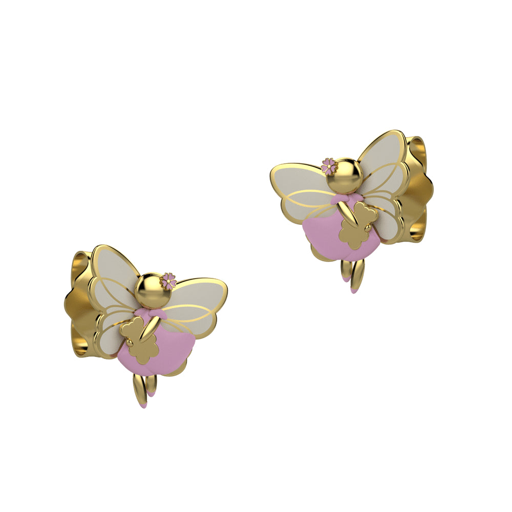 Orecchini Bambina Nanàn Argento 925 Farfalla Bianca Rosa NAN0584
