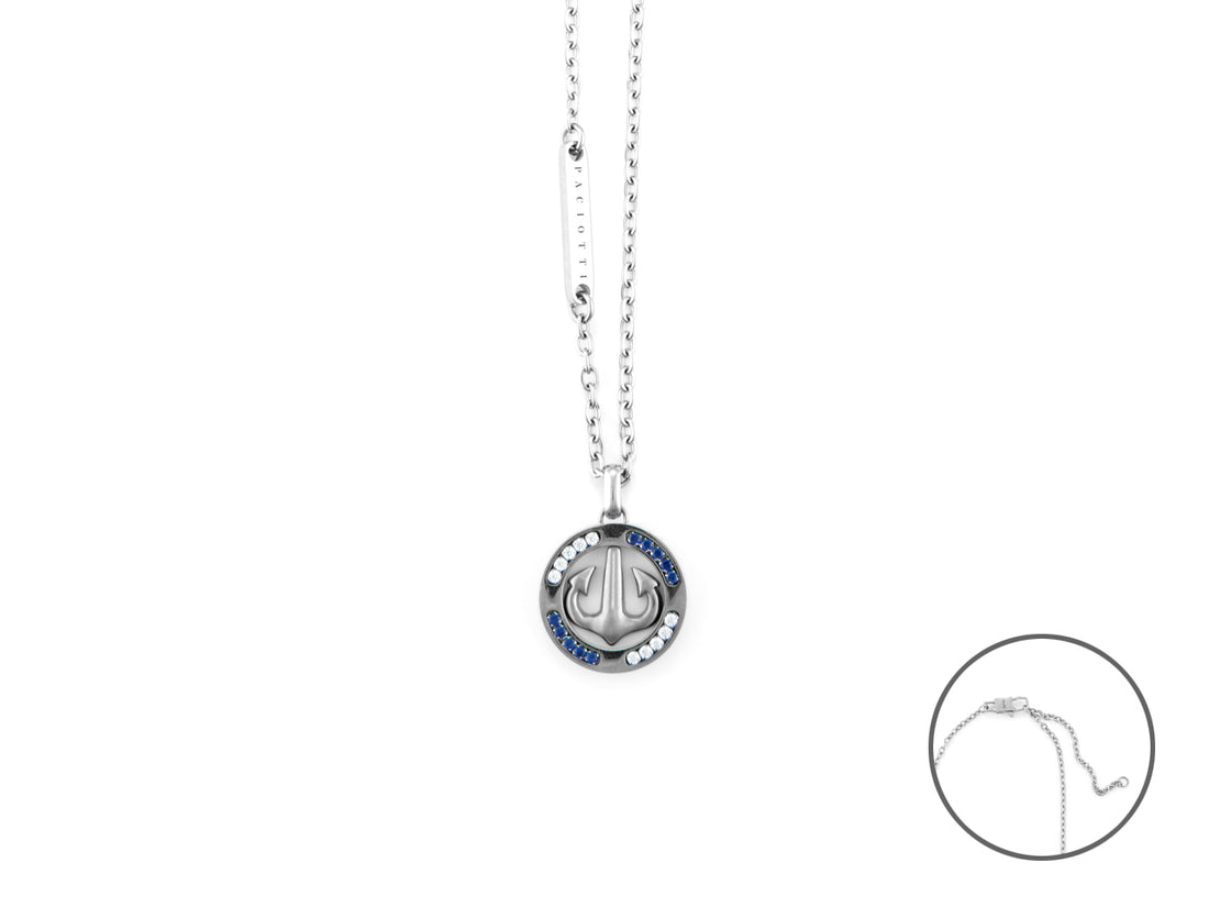 Collana Uomo 4US Cesare Paciotti Ancora in Acciaio Bianco e zirconi  4UCL6731