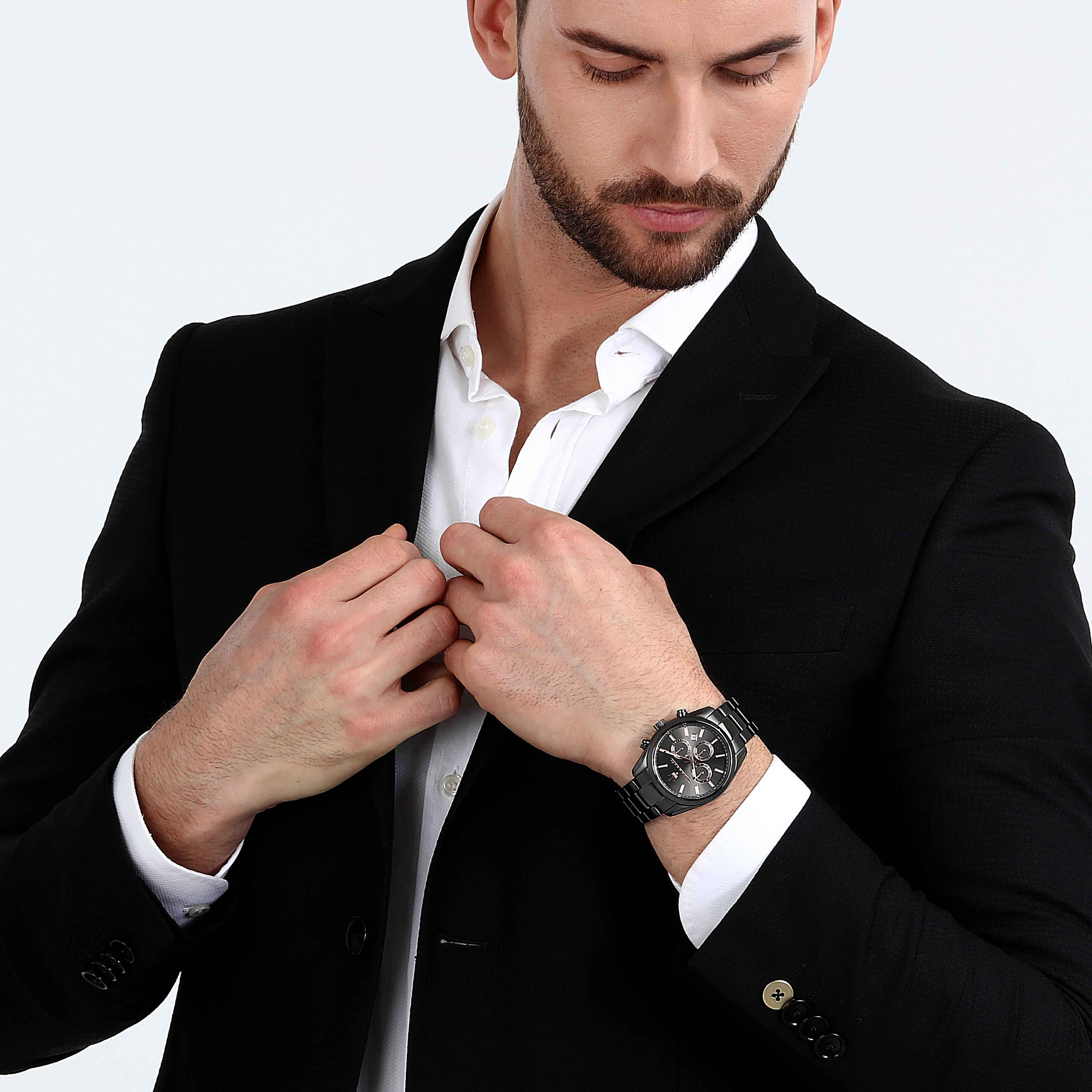 Orologio Uomo Maserati Acciaio Nero Lucido Quarzo Cronografo Data Rosè R8853151001