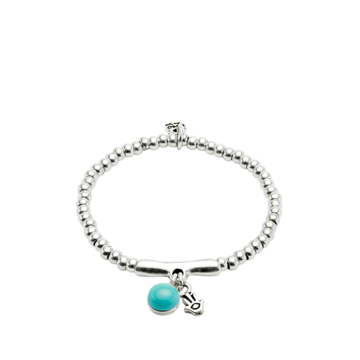 Bracciale Donna Uno De 50 Sfere Placcato Argento Cristallo Murano Mano Di Fatima PUL2534TURMTL0M