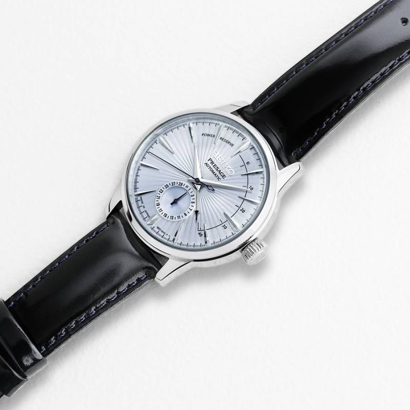 Orologio Uomo Seiko Presage Automatico Power Reserve Data Pelle Acciaio SSA343J1