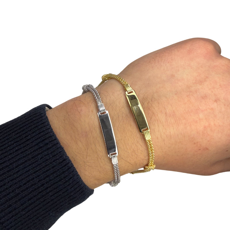 Bracciale Unisex Nodo Incisione Personalizzabile Argento Piastra Grande