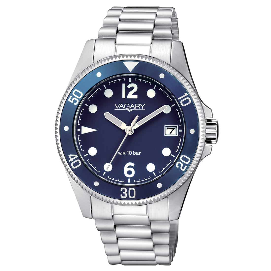 Orologio Uomo Ragazzo Vagary By Citizen Aqua39 Quarzo Acciaio Blu VD5-210-71