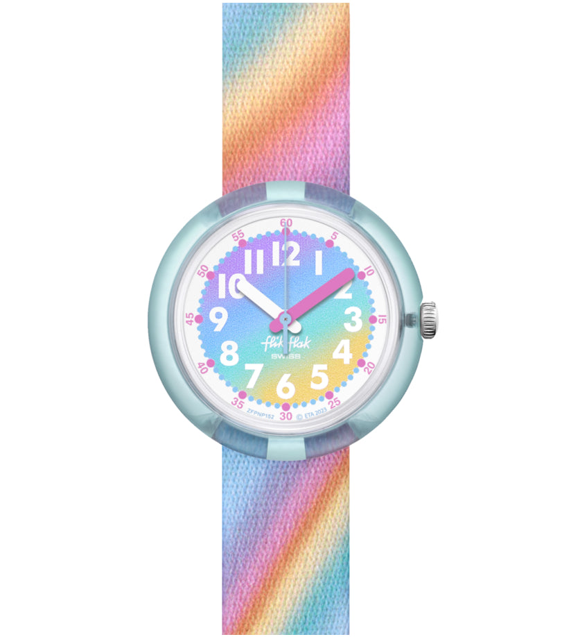 Orologio Bambina Swatch Flik Flak Liquid Rainbow Multicolore ZFPNP152