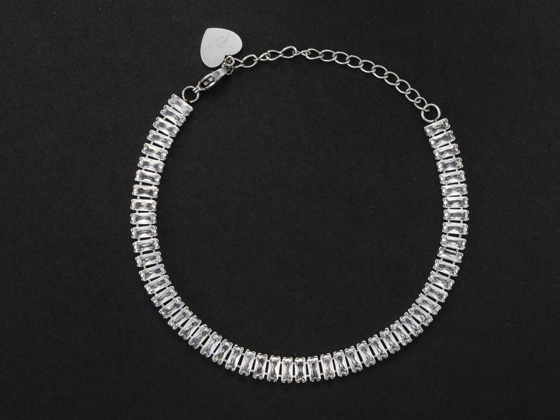 Bracciale Tennis Donna 4US Cesare Paciotti Acciaio Con Zirconi rettangolari bianchi 4UBR5502W