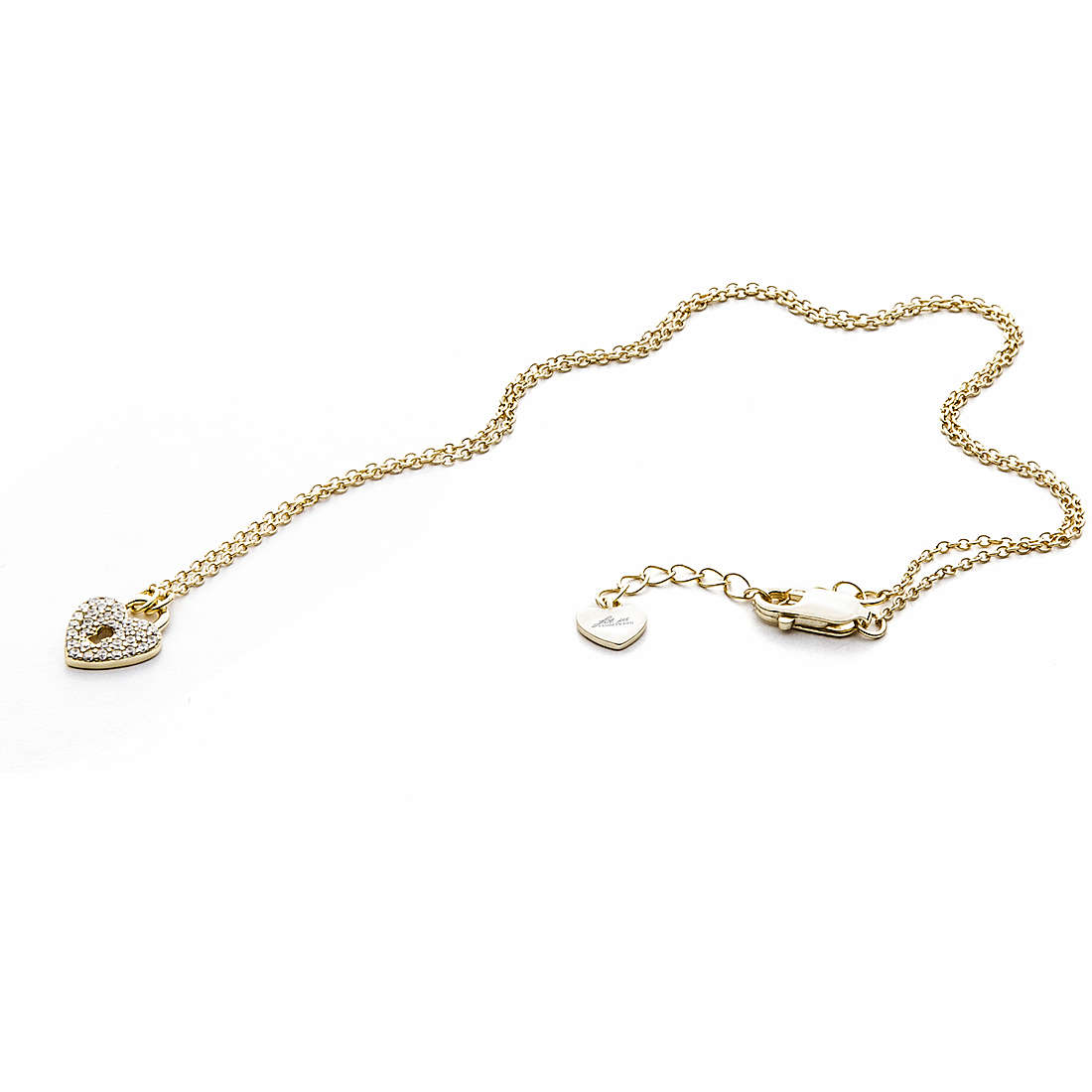 Collana Donna 4US Cesare Paciotti Argento 925 Dorato Cuore Zirconi Bianchi 4UCL4575W